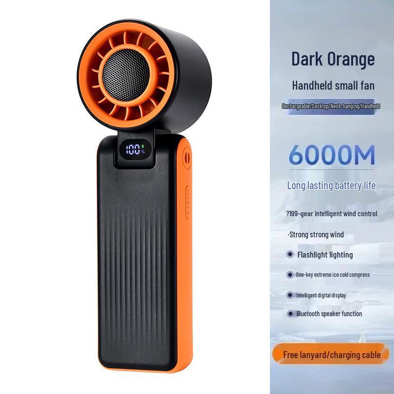 2026 Handheld Turbo Fan with Digital Display, 199 Speeds & Ice Pack Cooling, Three-Fold Design with Lanyard