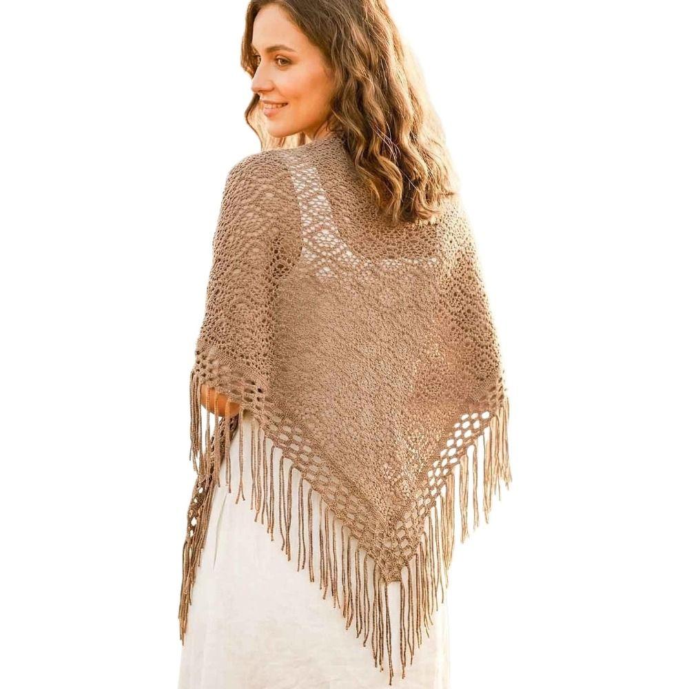 Cloak Knitted Triangle Scarf Cape Fart Curtain Simple Hollow Out Scarves Female