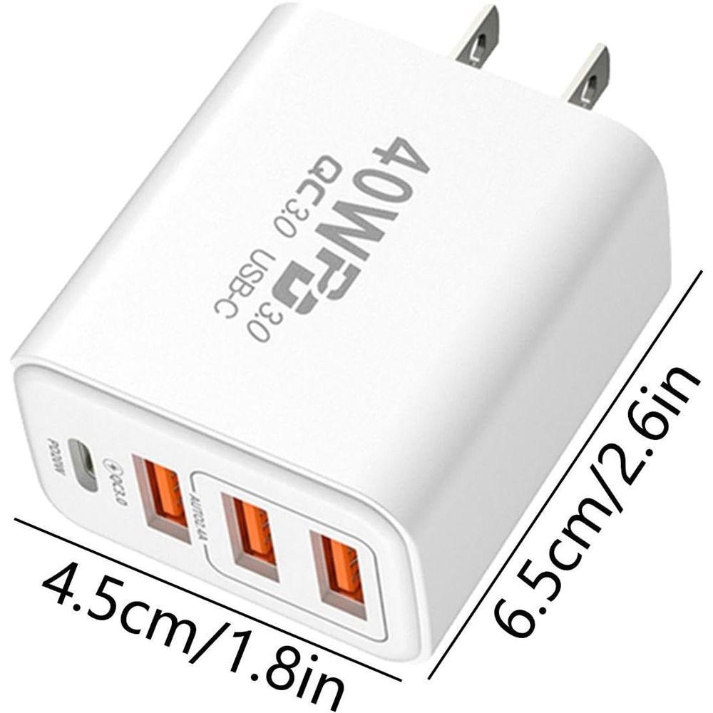 Прочный USB C зарядный блок 40 Вт, 4 порта, Type-C, быстрая зарядка, USB-адаптер для настенной зарядки