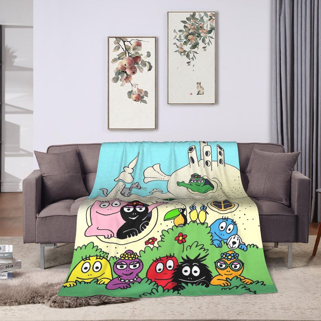 Милое Мультяшное Фланелевое Одеяло Les Barbapapa Теплое Плед для Путешествий на Открытом Воздухе Новинка Покрывало Чехол на Диван-Кровать
