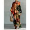 16 European and American artistic sense abstract graffiti casual suit round neck bat sleeve top + wide leg pants loose two-piece set