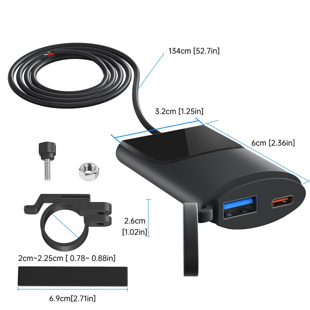QC3.0 USB зарядное устройство для мотоцикла 30 Вт USB-C зарядное устройство IP67 водонепроницаемый GPS кронштейн для крепления на руль зарядное устройство для мотоцикла зарядное устройство для телефона