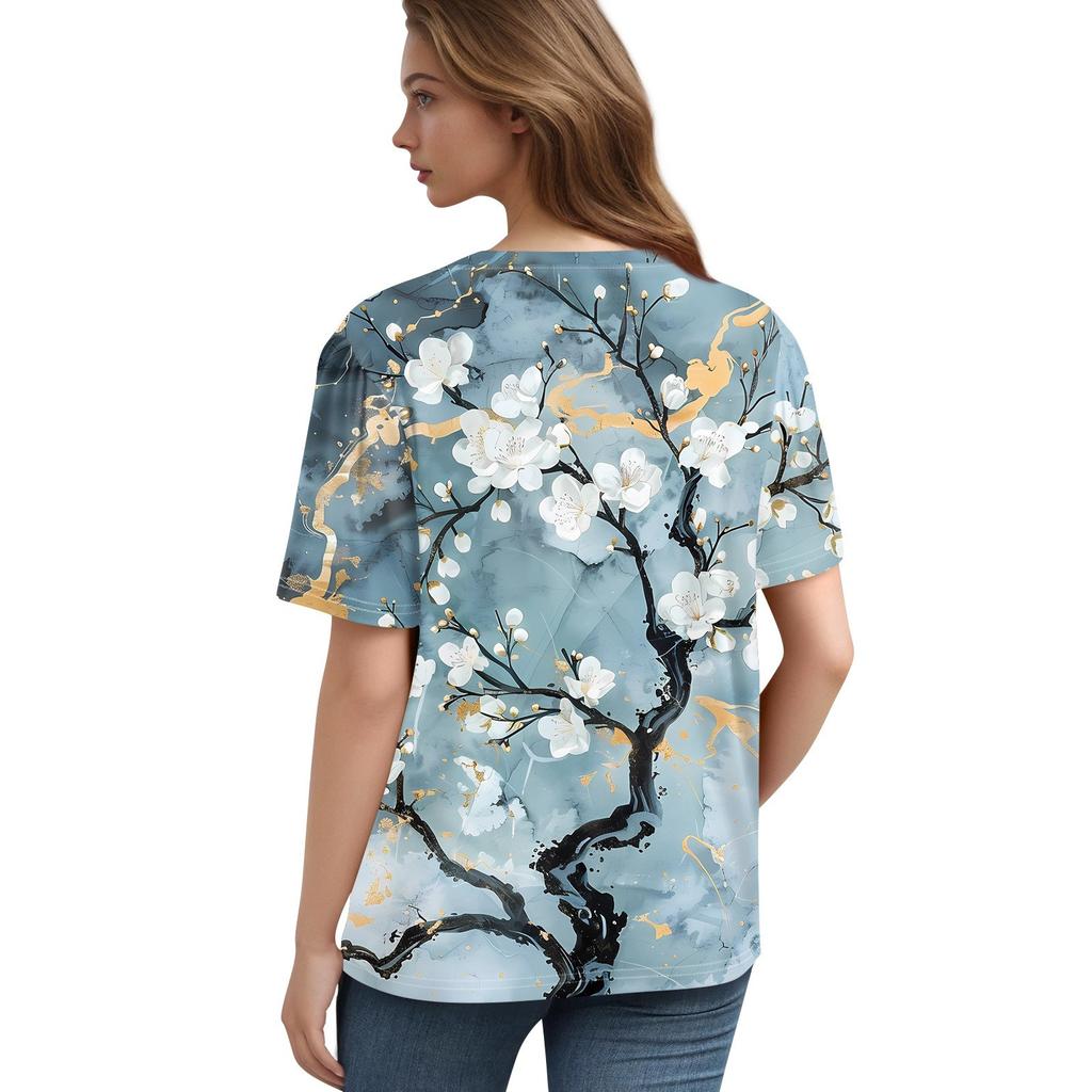 Женский модный повседневный свитер с коротким рукавом и принтом на пуговицах и V-образным вырезом