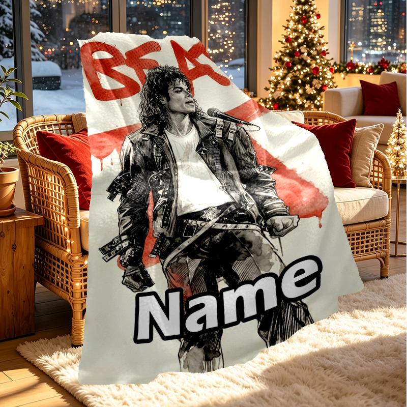 Custom Name Personalized Michael Jackson Print Blanket, Home Decor, Bedroom, Sofa, Camping, Couch, Gifts for Birthday Christmas