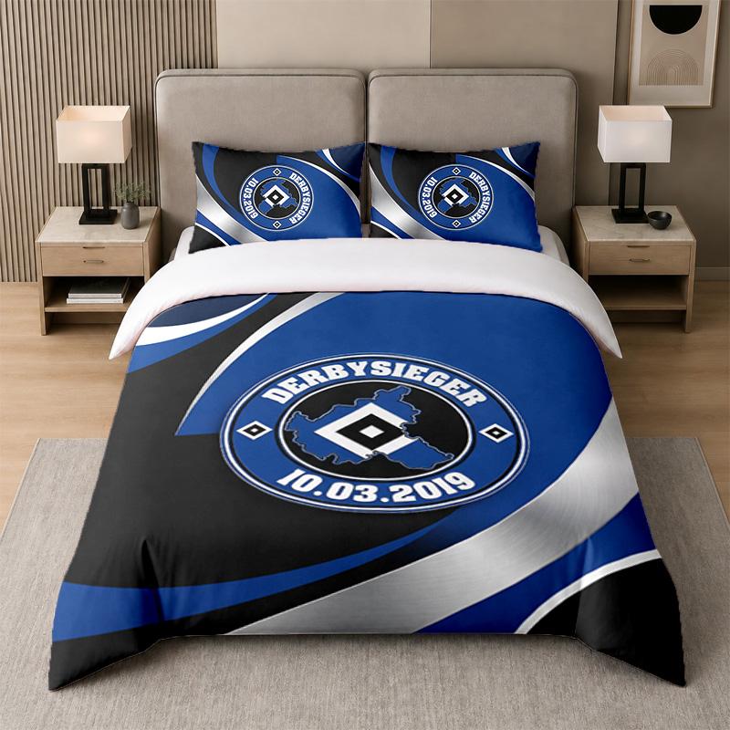 3Pcs Bedding SetHamburger SV Football Soft Bed Sheet and Two Pillowcases Home Bedroom Decor