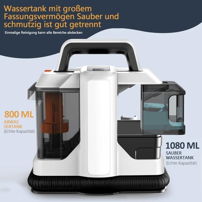 750W Carpet Extractor and Water Suction Cleaner, 15 kPa, 5.5 m Cord, 1.08 L/0.8 L Tanks