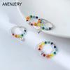 Square Heart Smile Face Colored Rainbow Beaded Ring Female Cute Index Finger Ring Bague Femme Anel