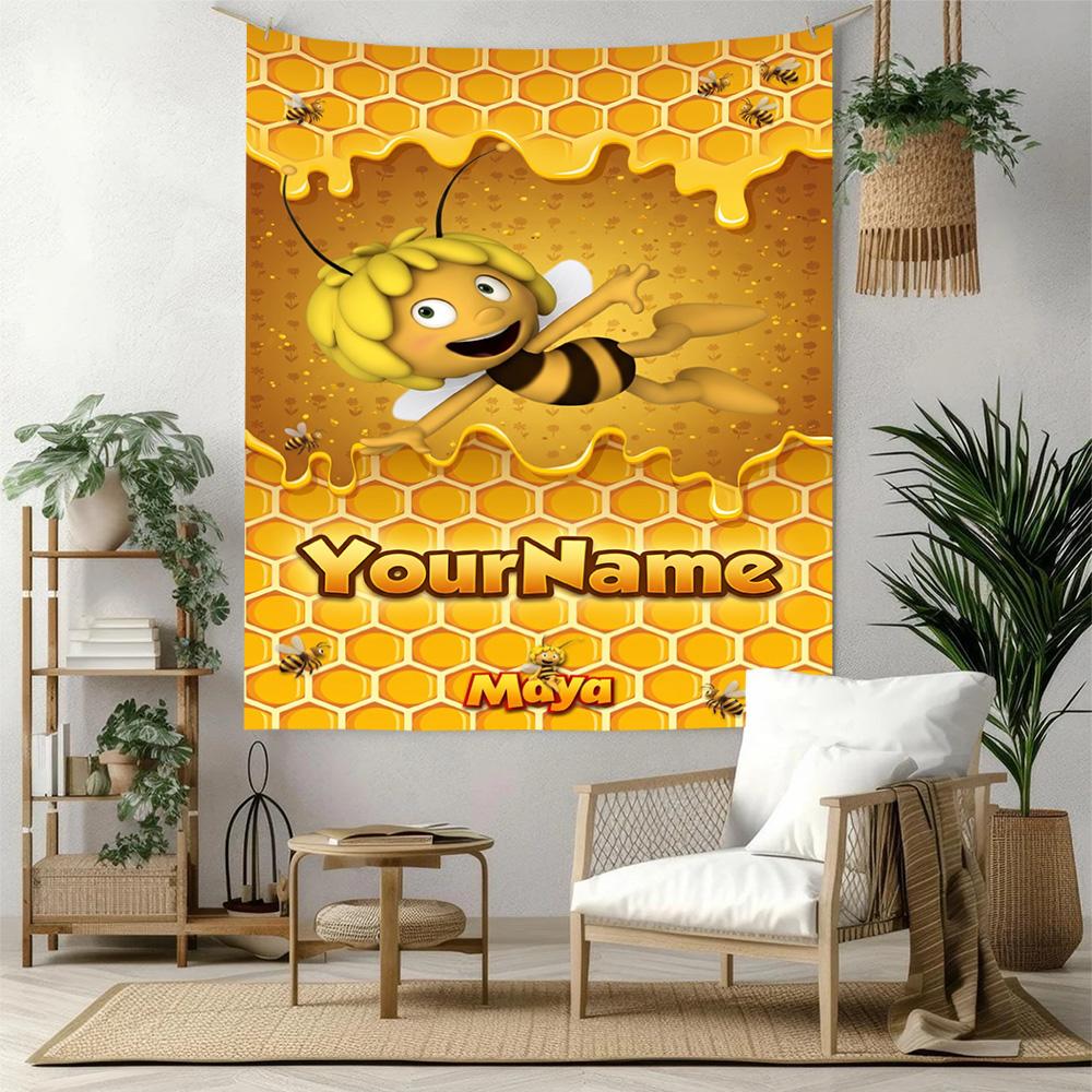 Biene Maja Custom Your Name Wall Decor Tapestry Art For Pet Memorial Birthdaywedding Party Backdrop Family Gift