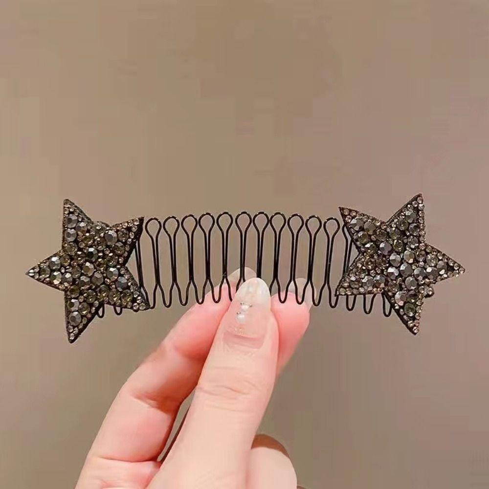 Rhinestone U Shape Hair Styling Comb Star Spring Hair Comb Fashion Fixed Combs Girls