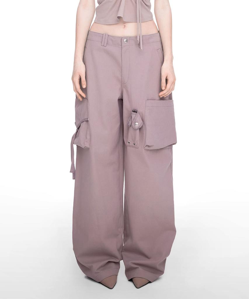 NACHE Strap Wide Cargo Pants (Unisex) Dusty Pink