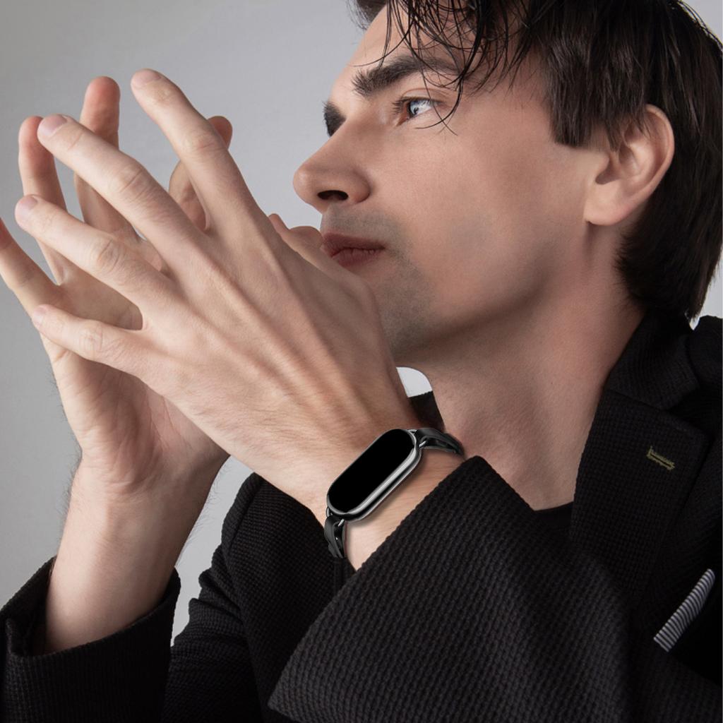 Резиновый ремешок для Xiaomi Mi Band 8 Браслет с пряжкой из нержавеющей стали для Miband 8 NFC Модный женский стиль Запасной силиконовый ремешок
