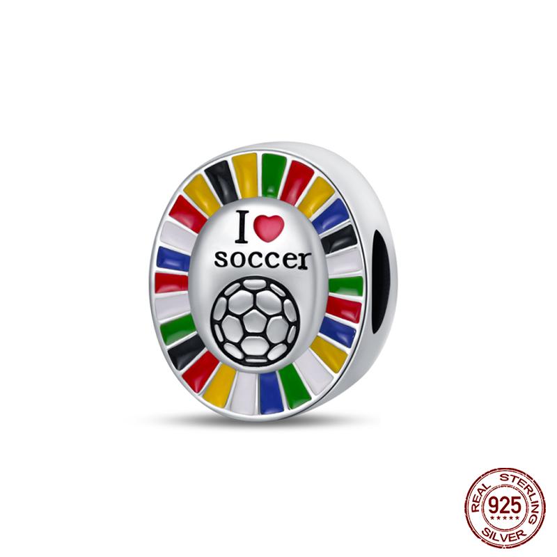 100% Медь Серия I Love Soccer Шармы-подвески в виде трофея удачи для футбола Подходят для оригинальных браслетов Qikaola Изысканные украшения своими руками
