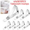 4-12pcs Stainless Steel Tablecloth Clamps Table Cloth Clips Holder for Party Wedding Promenade Picnic Table Cover Clamps Decor