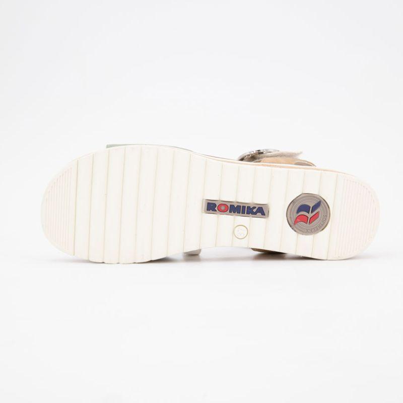 Sage Wedge Sandals with Gold Buckle and Velcro Closure Woman ROMIKA