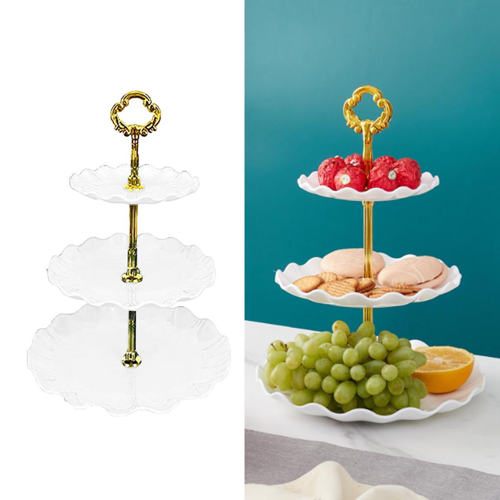 Nordic Style 3 Layer Fruit Plate Tray Plastic 3 Tier Cake Stand Holiday Party Dessert Tray White