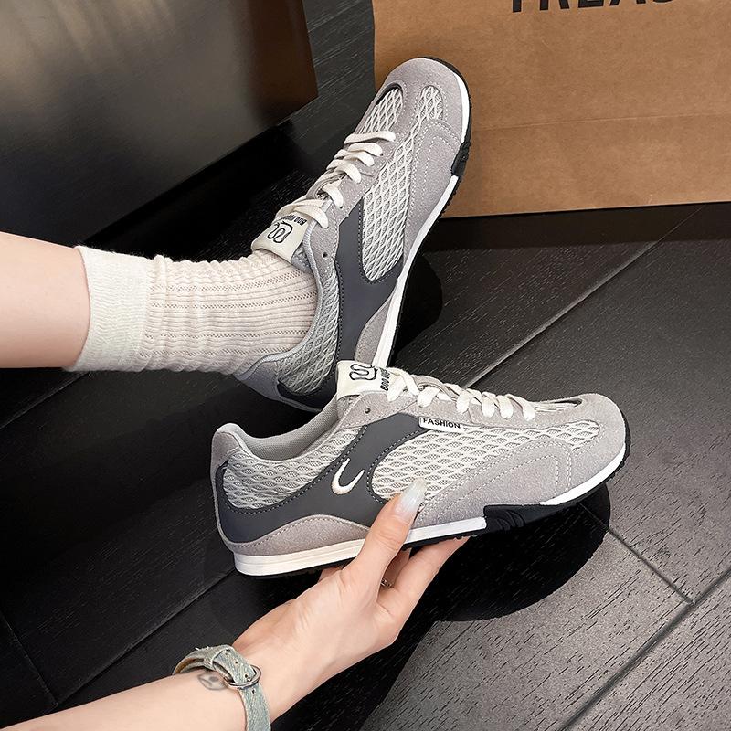 Ретро сетчатые вставки контрастного цвета кроссовки Dexun женские 2025 новые универсальные на мягкой подошве повседневные спортивные дышащие кроссовки Форрест Гамп