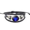 Unisex Snap Bracelet Weaving Fashion 12 Constellation Bead Leather Charm Couple Bangles Gifts