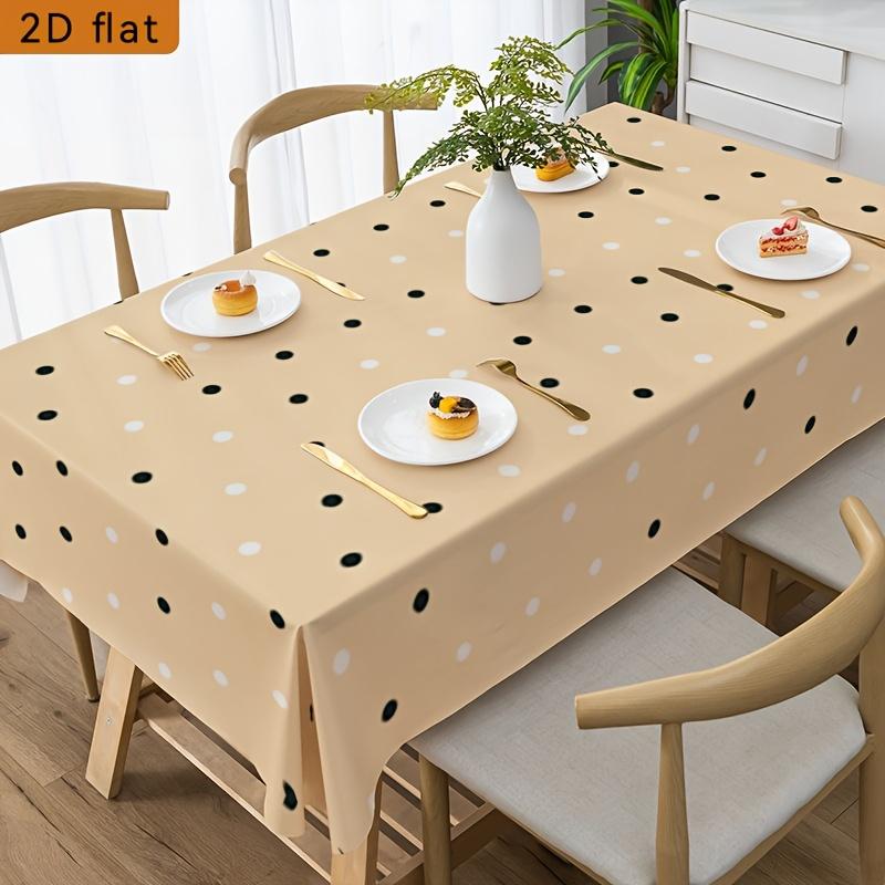 2D Flat Banner 1pc Black White Beige Polka Dot Pattern Tablecloth, 2D Flat Kitchen Dining Table Rectangular Table Decor, Party Tablecloth Home Decor,