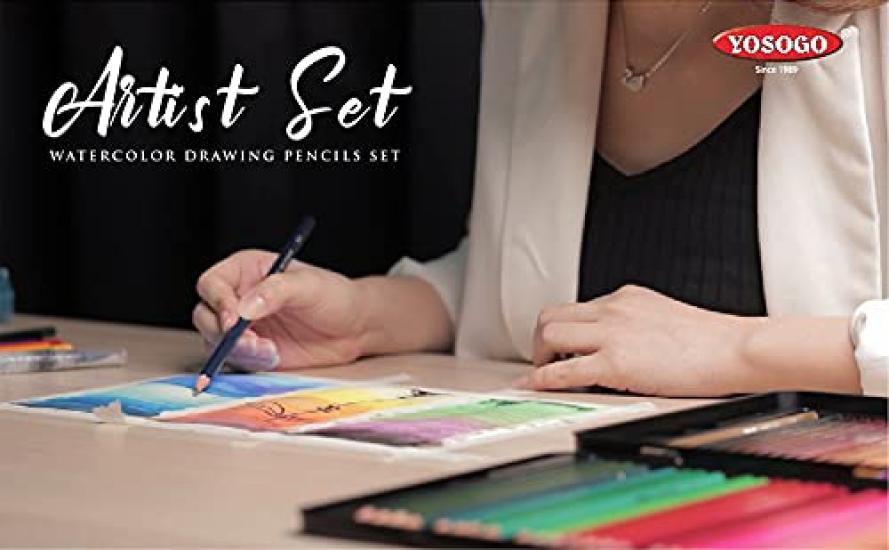 YOSOGO Watercolor for Watercolor in Aluminum Case Pencils, 72-Piece Set, Painting,