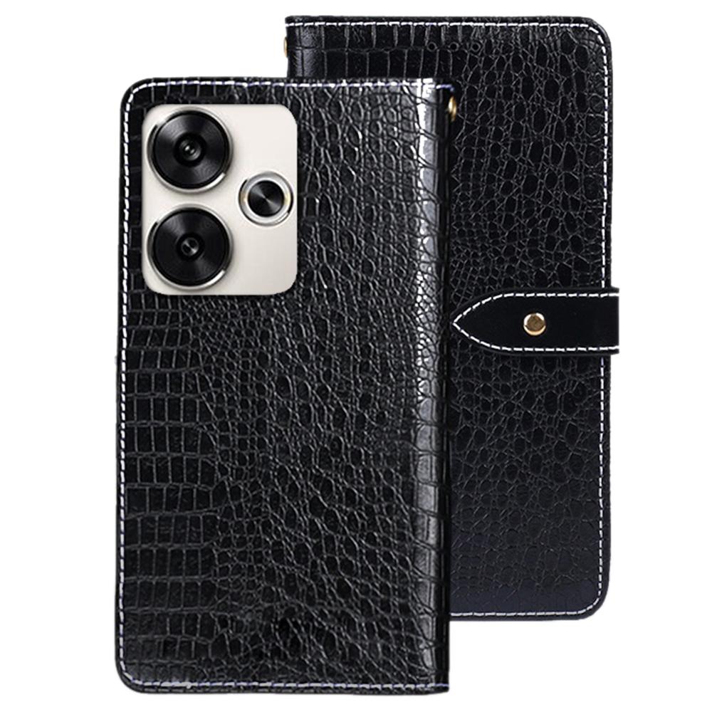 IDEWEI For Xiaomi Poco F6 5G/Redmi Turbo 3 5G Case PU Leather Crocodile Texture Wallet Phone Cover