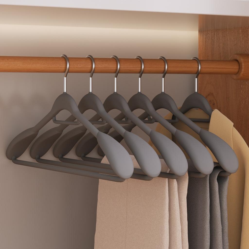 Household Wide Shoulder Seamless Hanger Coat Hanger Flocking Anti-Shoulder Angle Non-Slip Hanging Clothes Rack Wardrobe Storage Clothes Support