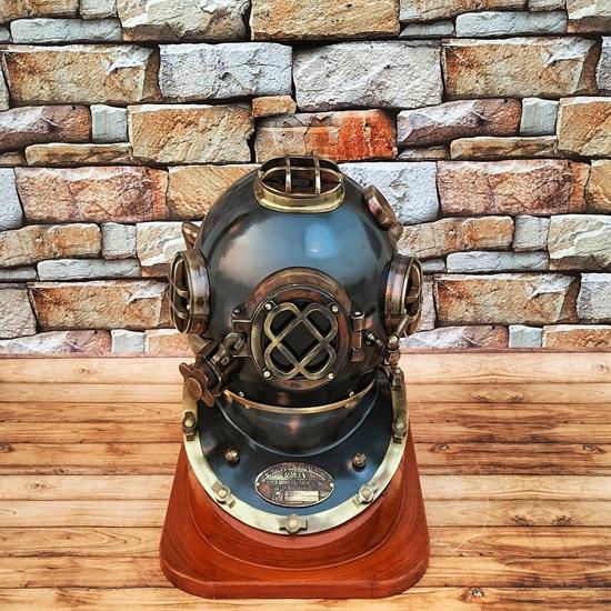 45,72 см Морской шлем для дайвинга Шлем для подводного плавания с аквалангом ВМС США Mark V Водолазный шлем с деревянной основой