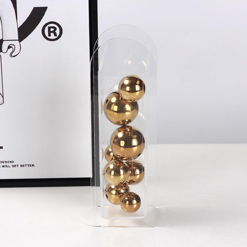 Acrylic Transparent Round Ball Vase Geometric Bead Point Stacked Balls Golden Ball Arch Flower Vase Home Decoration Accessories
