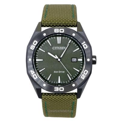 Eco-Drive Active Sport Нейлоновый ремешок Зеленый циферблат BM7635-01X 100М Мужские часы