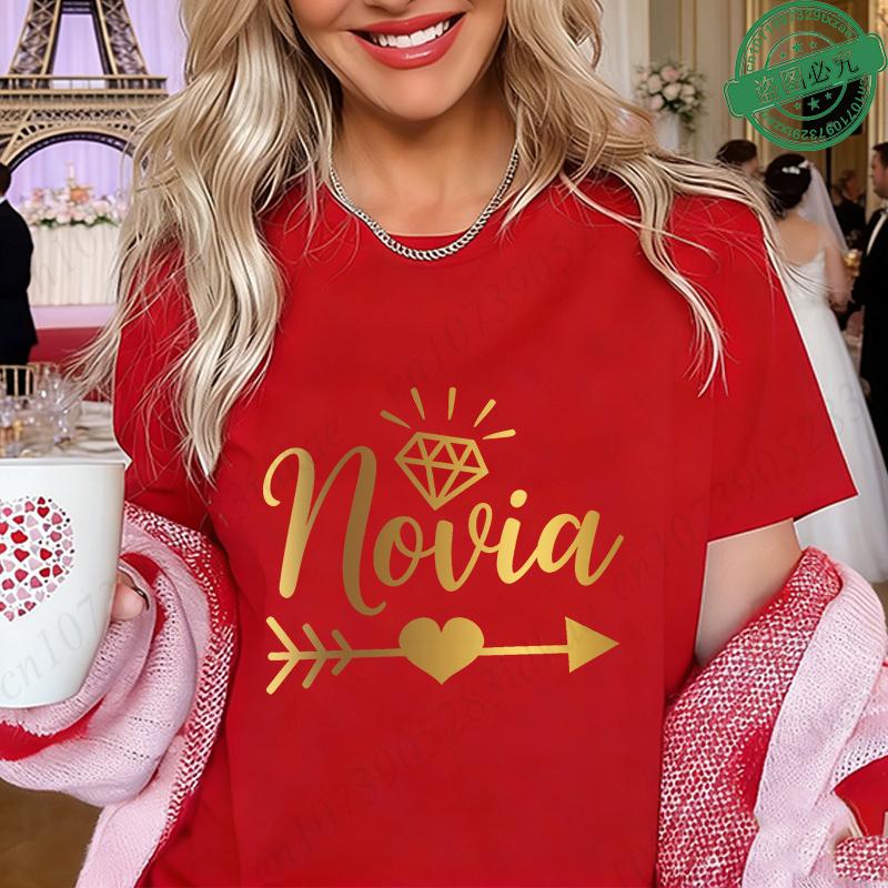 Spanish Bridesmaid Bride Tribe T-Shirts Gold Foil Graphic Tees O Neck Tops for Bachelorette Party Bridal Shower Women Clothing