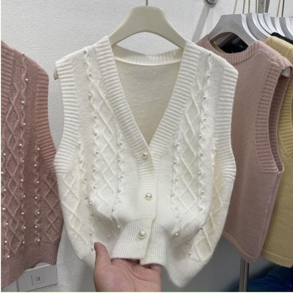 Весенне-осенний женский вязаный кардиган-жилет с V-образным вырезом, женская верхняя одежда, маленькая майка