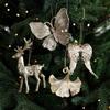 Christmas Ornaments Plastic Glitter Gold Snowflake/Reindeer/Angel Hanging Ornaments for Xmas Tree Winter Decoration