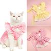 Summer New Pink Plaid Rose Bubble Pet Skirt Flying Shoulder Sleeve Dog Dress Cute Lace Short Dog Clothes Puppy Vest Pet Supplies