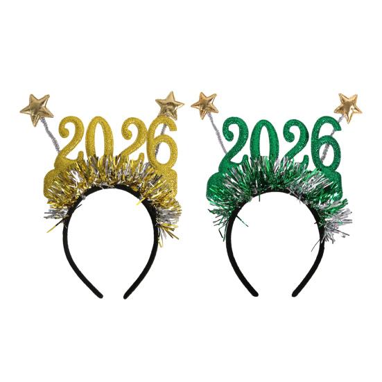 2026 Блестящий ободок для новогодней рождественской вечеринки, аксессуар для волос со звездами, праздничный головной убор для празднования обратного отсчета