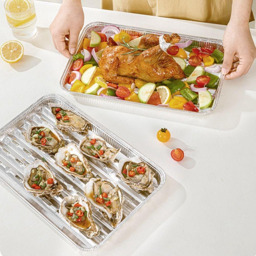 10PCS Thickened Disposable Aluminum Foil Grilling Pan BBQ Tin Tray Fruits and Vegetables
