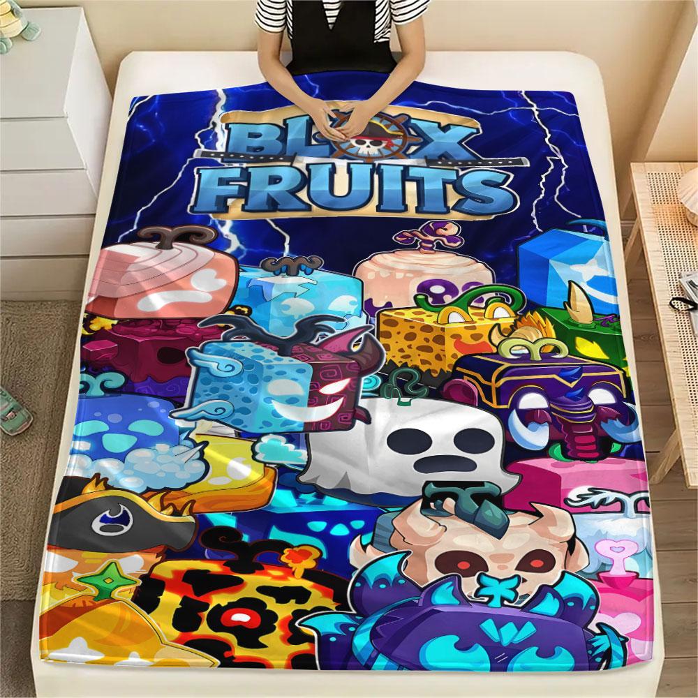 1PC Blox Fruits Patterned Flannel Blanket Suitable For All Seasons for Home Decor Warmth and Comfort Gifts Holiday Present