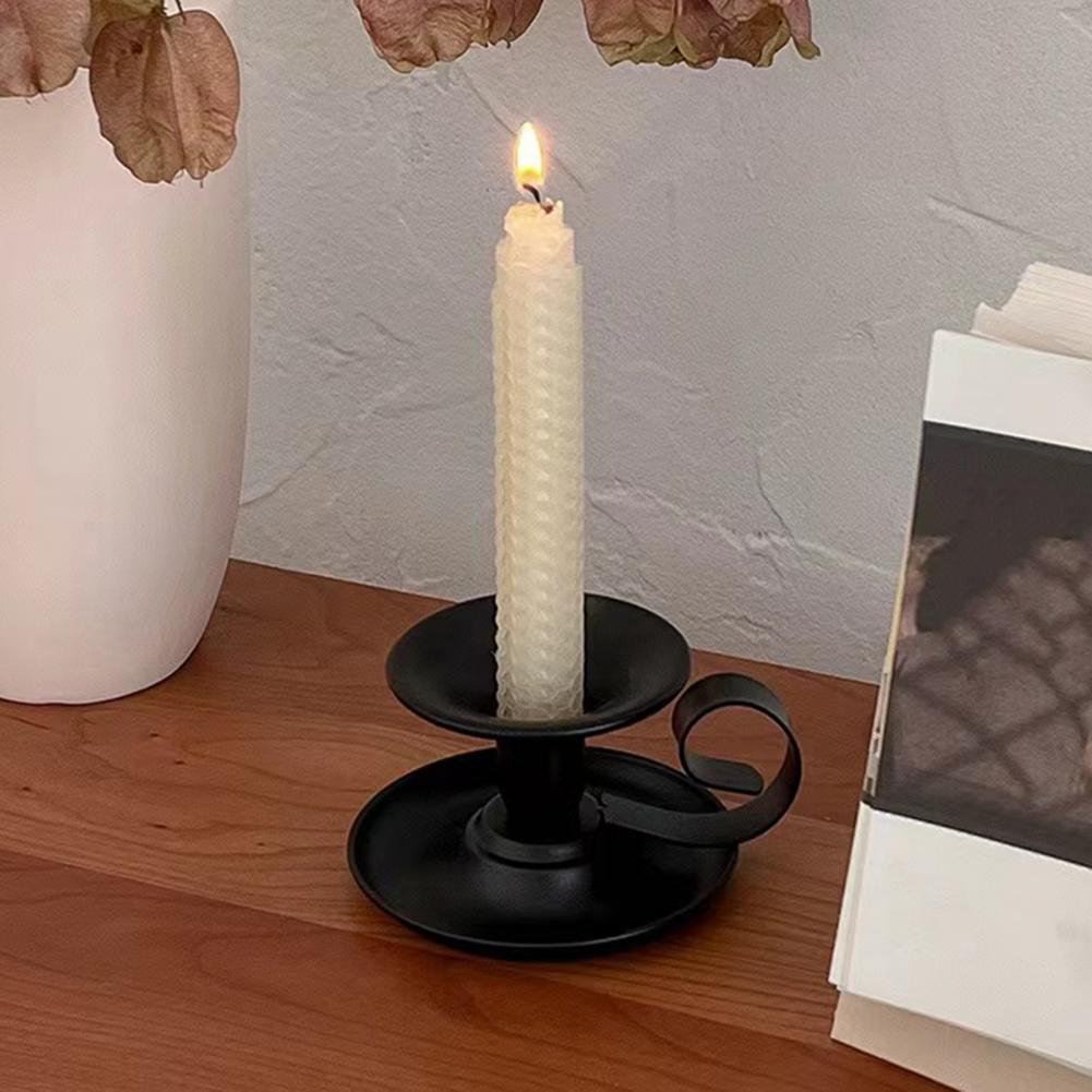 Железные подсвечники Ретро подсвечники Винтажный железный подсвечник для конических свечей с ручкой для домашнего декора Рождество Свадебная вечеринка