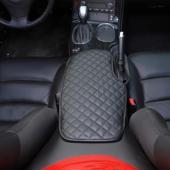Black Leather Car Armrest Box Cover Pad Handrest Case For Corvette C6 2005-2013