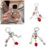 Strawberry Flower Charm Keychains Sweet Cute Pendant Hanging Ornament Keyring Backpack Decoration for Women Girls