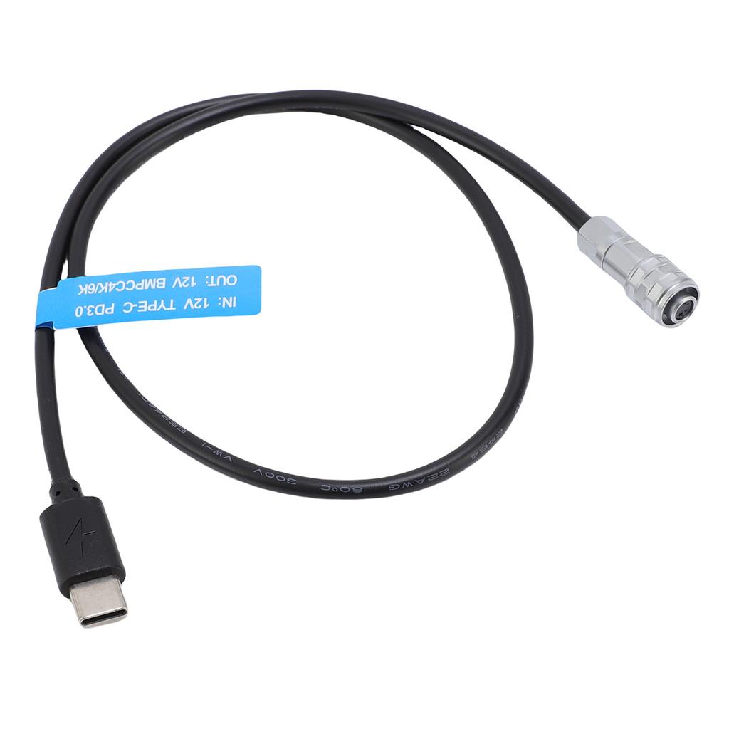 Кабель питания USB C PD для камер BMPCC 4K 6K, кабель питания Type C прямой с индикатором, 19,7 дюйма