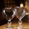 1pc Heart Shaped Cocktail Glass with Straw Clear Stemmed Wine Glass Creative Champagne Glasses Drinking Cups for Bar Pub Club