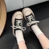 Little white shoes women's first layer cowhide new retro sports and leisure shoes lace up thick sole lightweight soft baseplate shoes