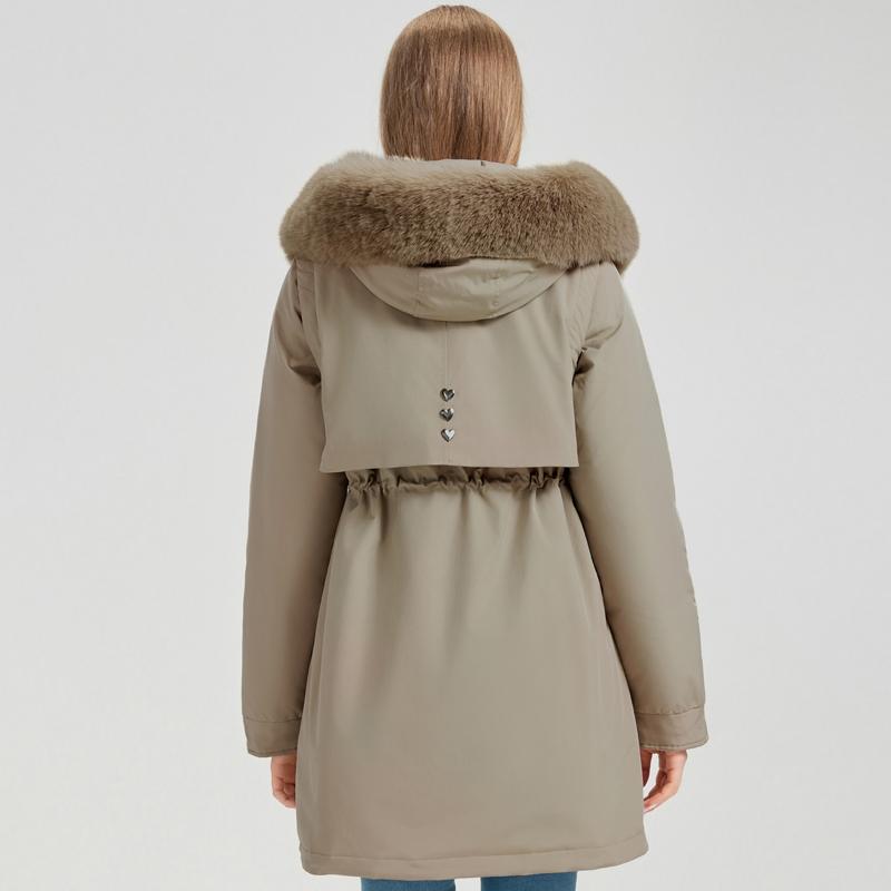 Fashion Winter Coat Female Long Parkas Hooded Detachable Sleeves Faux Fur Collar Thick Warm Women's Jackets