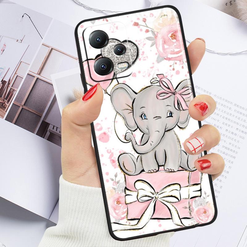 Милый мультяшный Дамбо для Xiaomi Redmi Note 13 12R 12 12S Turbo 11 11T 11S 10 10S Pro Plus 5G черный чехол для телефона TPU