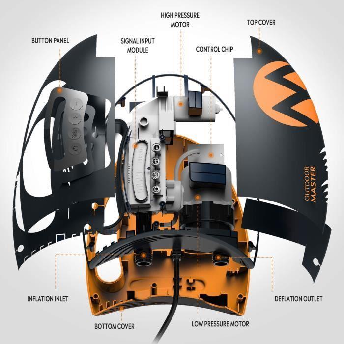 Pompe Électrique Haute Pression Pour Stand Up Paddle - Outdooraster - Shark II - 20 Psi - 12V DC