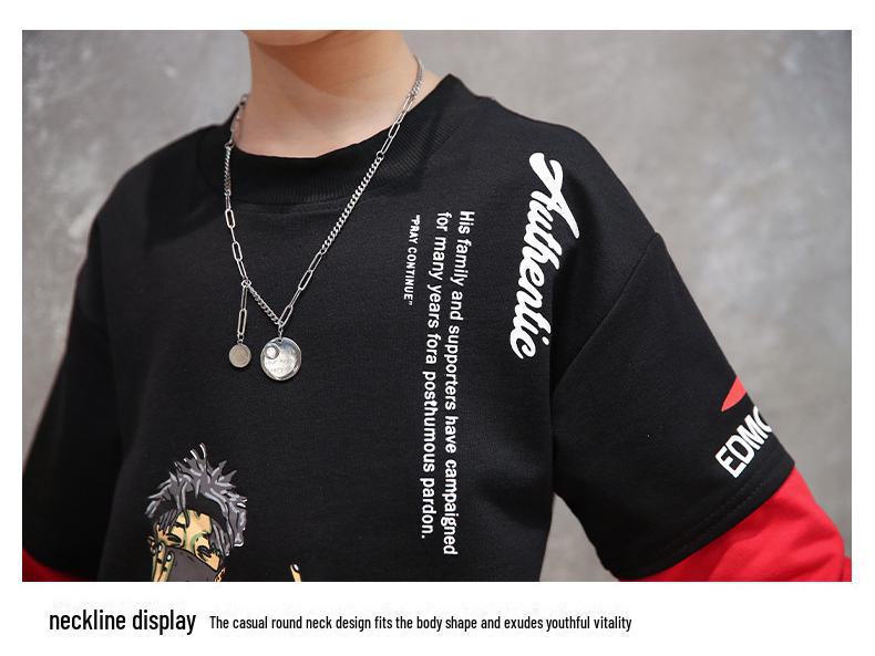 2025 Новый весенне-осенний спортивный костюм свободного кроя из двух частей в корейском стиле для мальчиков