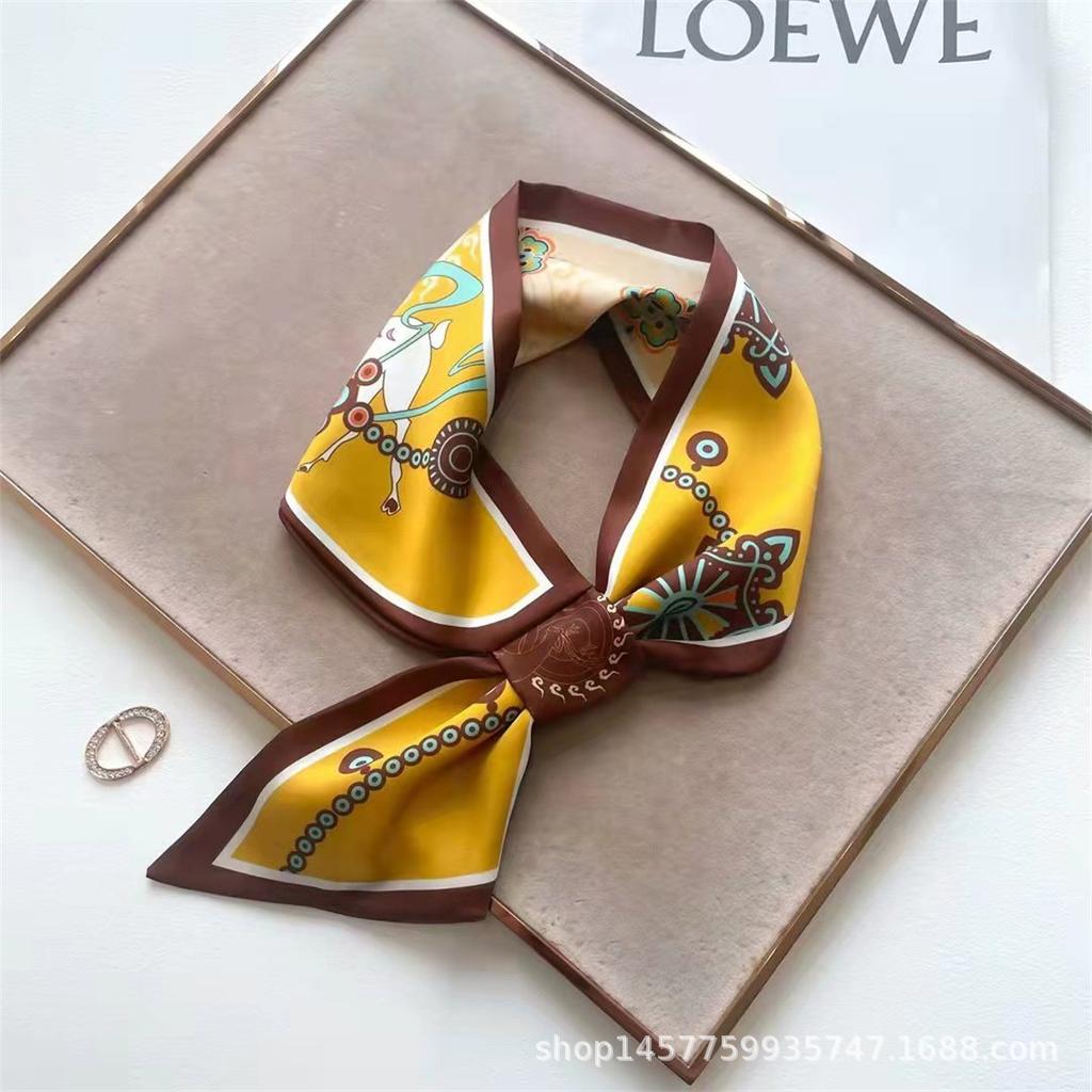 Silk Scarf Small Long Square Scarf Women'S High-End Neck Protection Scarf Professional Matching Shirt Scarf