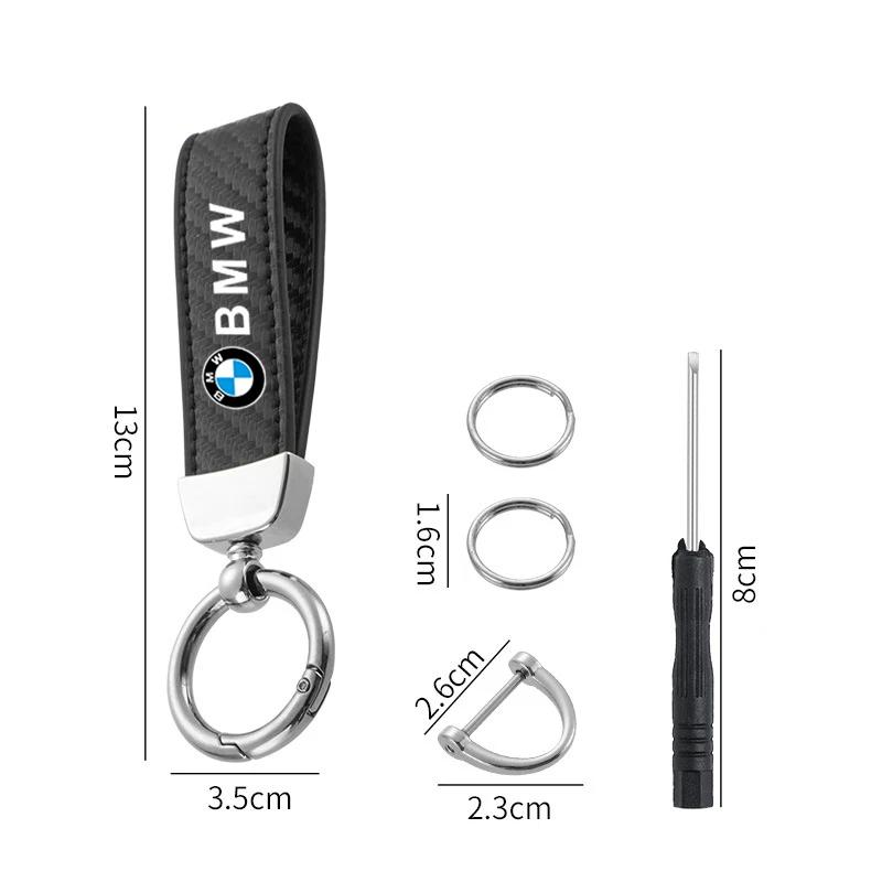 BAAO1 New Carbon fiber Car Keychain Ring Leather Emblem Keyring For BMW 1 2 3 4 5 7Series X1 X3 X4 X5 X6 X7 F10 F20 F30 G20 G30 F