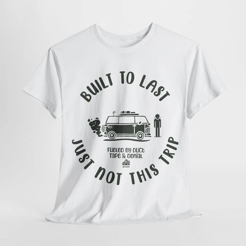 Built To Last Heavy Cotton T Shirt Vintage Graphic Casual Unisex Breathable Top For Everyday Wear Homme Streetwear