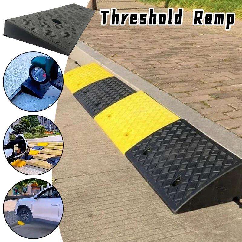 Durable Curb Ramps Car Wheel Driveway Ramps Anti-Slip Black Threshold Ramp Yellow Speed Bump Tires Curb Ramps Bike