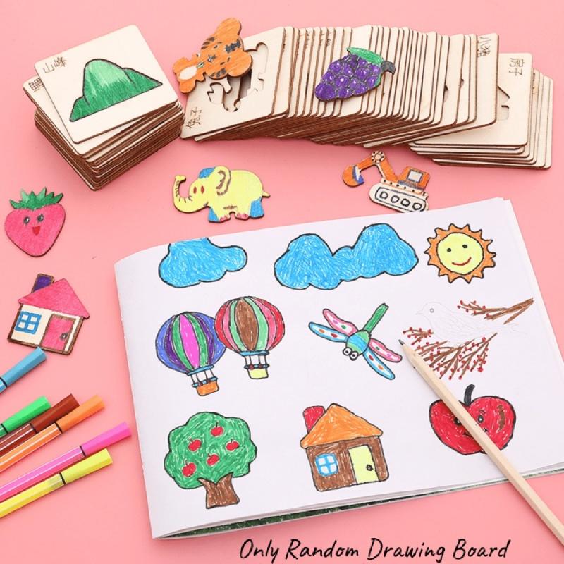 Educational Wooden Toys For Kids Set Of 20 Diy Painting Stencils For Developing Creativity And Fine Motor Skills Chars)